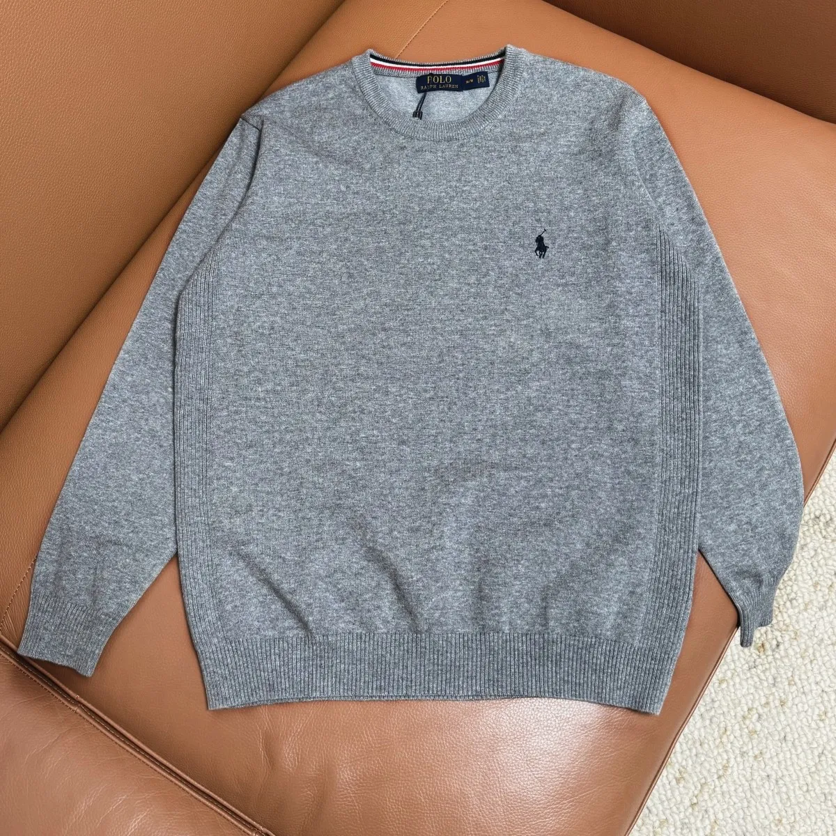 P190 M101#Ralph Lauren pony embroidered crew neck sweater Color: black, light gray, camel, dark gray, royal blue Size: M-XXL